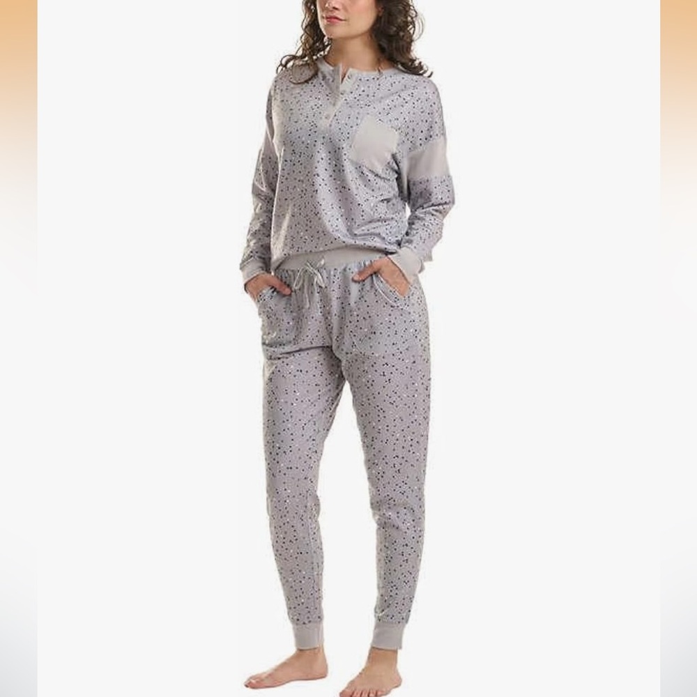 Splendid 2 piece Women's Speckled heart Gray‎ lounge Set medium